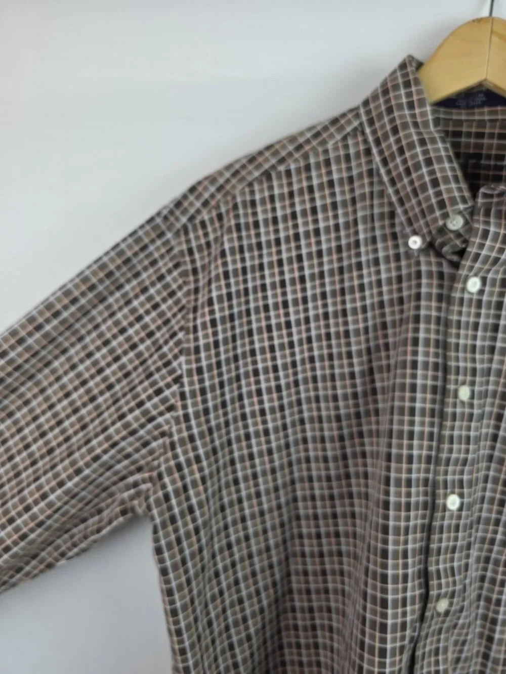 Alan Flusser Men's Shirt Size XL Brown Plaid Long Sleeve Button Down Top